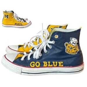Michigan Wolverines Hand Painted Unique Custom Converse High-Top Sneakers M8 W10